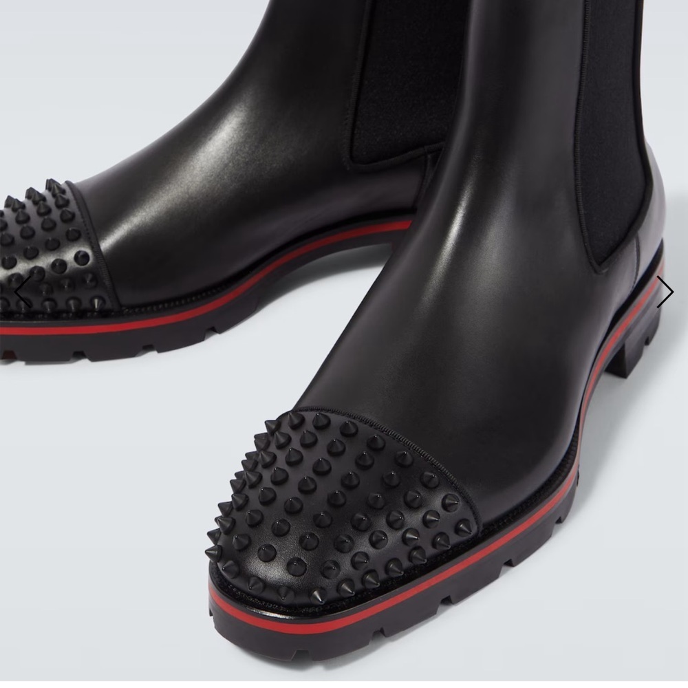Christian Louboutin Melon Spike Chelsea Black Studded Boots